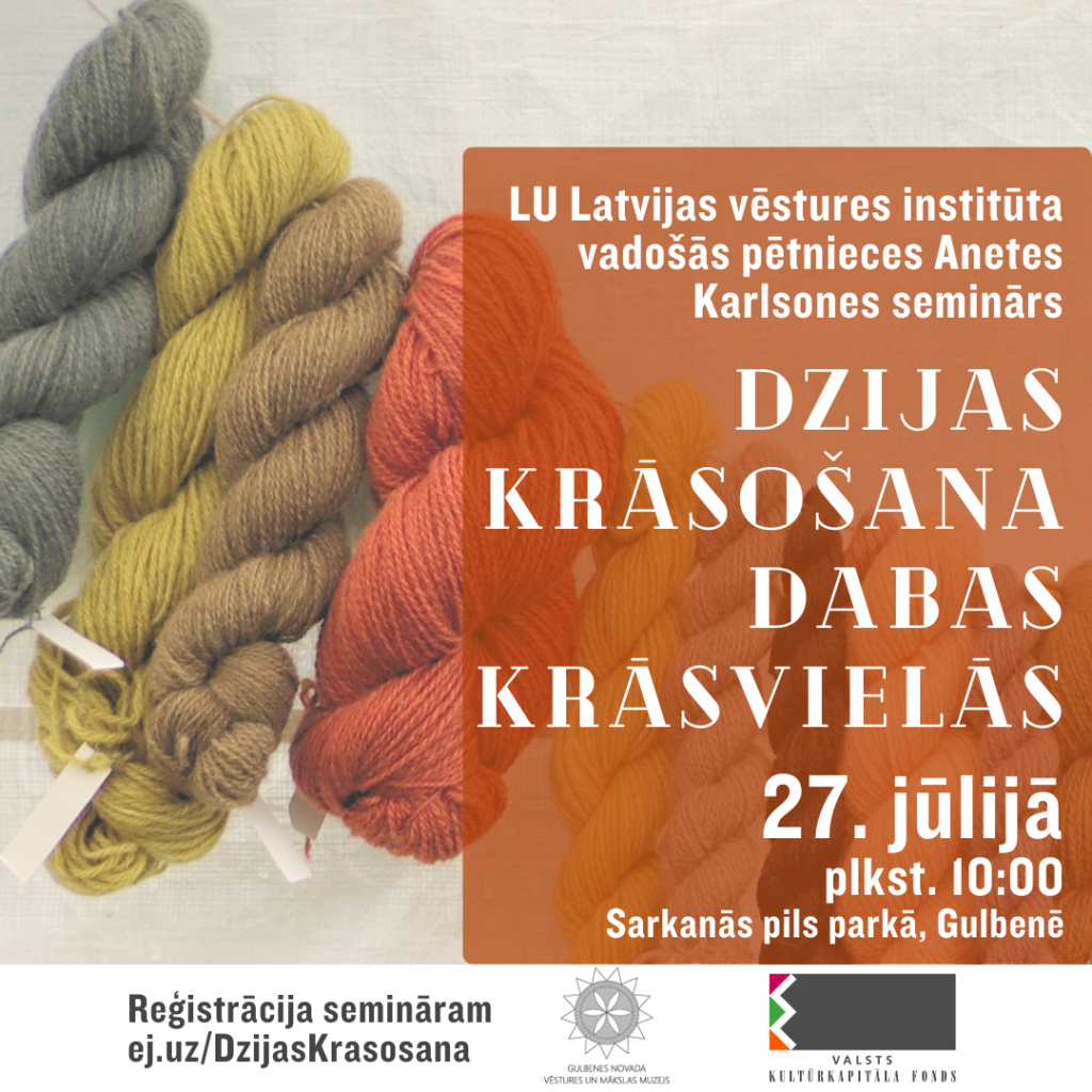Afiša, dzijas krāsošana dabas krāsvielās, GNVMM, 27.07.2024