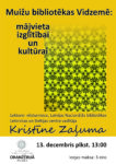 13. decembrī lekcija par muižu bibliotēkām Vidzemē Lekcijas / Semināri
