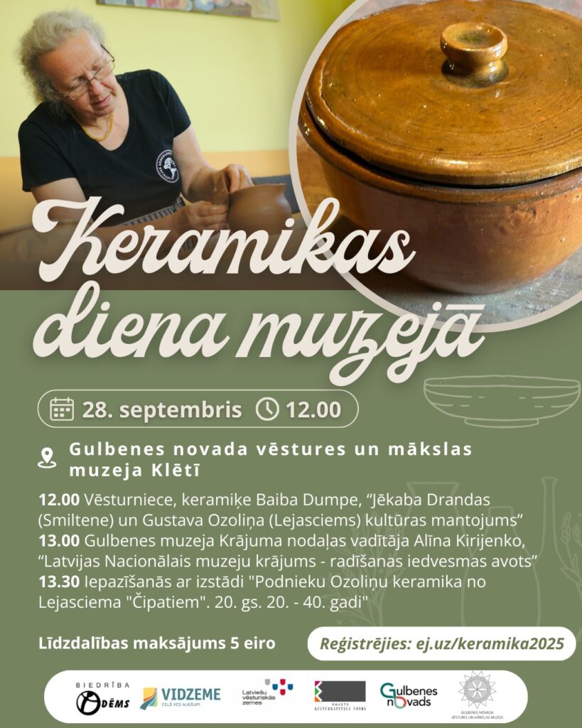 Afiša, keramikas diena muzejā 28.09.2025